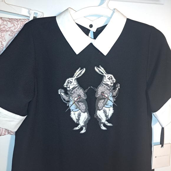 Nwt Lot of 2 Bunny Alice in Wonderland Rabbit Wednesday Adam's Girls L - Picture 2 of 3